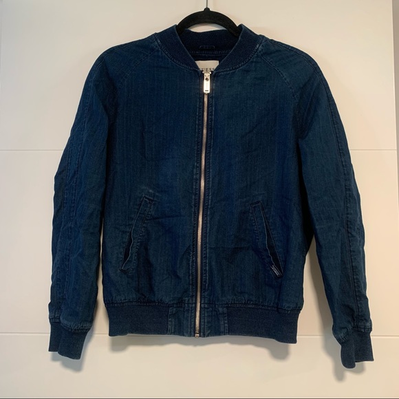 Guess | Pinstriped “Denim” Zip Up Jacket - Picture 1 of 14